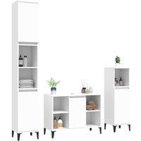 Berkfield Home Modern 3 Piece Bathroom Furniture Set White Engineered Wood