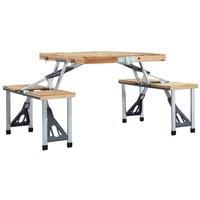 Berkfield Home Premium Folding Camping Table with 4 Seats Steel Aluminium in Silver