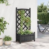 Berkfield Home Planter with Trellis Black Solid Wood Fir