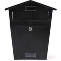 EONLION Large Lockable Wall Mounted Steel Post Letter Box Black