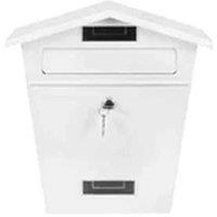 EONLION Large Lockable Wall Mounted Steel Post Letter Box White