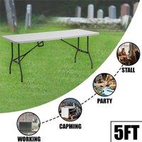 Havendro 5ft Folding Trestle Table for Camping, Picnic, Indoor Outdoor in White | Size: 100 cm x 15 cm