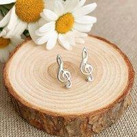 Orsa May Women's Sterling Silver Music Note Stud Earrings