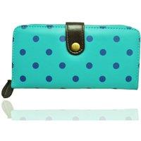 Fontanella Fashion Women's Polka Dot PU Leather Purse With Metal Button in Turquoise