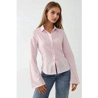 Hiccup Women's Fitted Long Sleeve Shirt in Pale Pink | Size: Large