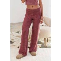 Hiccup Women's Elastic Waist Soft Textured Knitted Pants in Burgundy | Size: Small