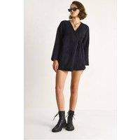 Bianco Lucci Women's Tie Closure Cardigan in Black