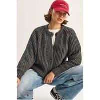 Bianco Lucci Women's Knit Cardigan with Button Closure in Charcoal