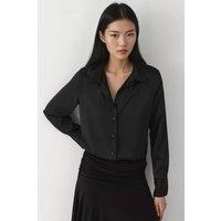 Hiccup Women's Long Sleeve Satin Shirt in Black | Size: XS
