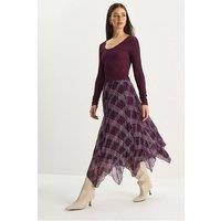 Bianco Lucci Women's Lined Checkered Midi Skirt in Mauve | Size: Medium