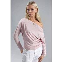 Busem Women's Boat Neck Drape Blouse in Baby Pink | Size: Medium