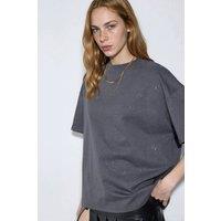 Busem Women's Sequin Crew Neck Short Sleeve T-Shirt in Dark Grey | Size: Large