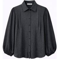 MixRay Women's Textured Ribbed Long Sleeve Button-Up Shirt in Black | Size: Large