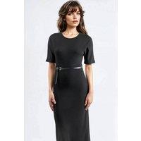Busem Women's Belted Short Sleeve Midi Dress in Black | Size: Small