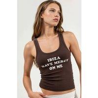 Busem Women's Ribbed Printed Sleeveless U Collar Tank Top in Light Brown | Size: Large