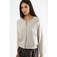 Busem Women's Crew Neck Buttoned Cardigan in Stone | Size: Small