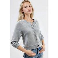 Busem Women's Crew Neck Buttoned Cardigan in Grey | Size: Large