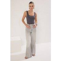 WOVCOR Women's Square Neck Sleeveless Stretch Bodysuit in Grey | Size: Small