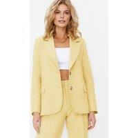 WOVCOR Women's Lined Woven Blazer Jacket in Yellow | Size: 14