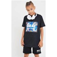 Beat Boyz Club Boy's 'Tropical' Print Logo T-shirt in Black | Size: 9-10 Years
