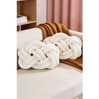 Living and Home 2Pcs Unique Knot Design Throw Pillows for Home Decor in Cream