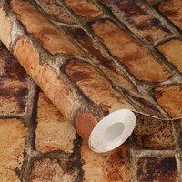 Rasch Clayton Rustic Brick Self Adhesive Peel & Stick Textured Wallpaper in Orange