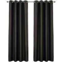 HOME LUXE INTERIOR Black Faux Silk Fully Lined Eyelet Curtains - 1 Pair, 66inches x 54inches | Size: 167 cm width x 137 cm drop