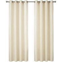 HOME LUXE INTERIOR Cream Faux Silk Fully Lined Eyelet Curtains - 1 Pair | Size: 167 cm width x 137 cm drop