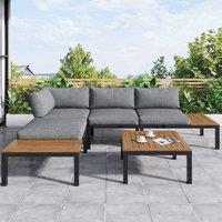 HomeTouch 4 Seater Outdoor Lounge Set with Coffee Table in Grey | Size: 3 Pack