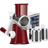 Dragodirect 3 in 1 Cheese Grater Rotary Shredder with Handle Kitchen Tool in Red
