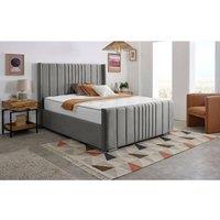 Furniture 786 Cambridge Plush Velvet Upholstered Double 4.6feet Bed in Silver