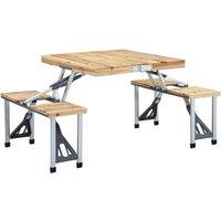 Berkfield Home Folding Camping Table with 4 Seats Steel Aluminium in Silver