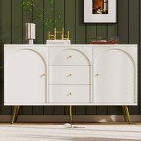 HomeTouch Modern Sideboard Side Cabinet, Wooden Chest of Drawers in White | Size: 1 Pack