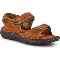 Pavers Men's Leather Adjustable Sandals in Tan | Size: 7
