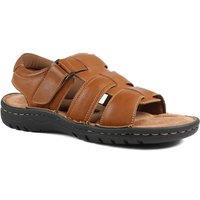 Pavers Men's Leather Buckle Fastening Sandals in Tan | Size: 7