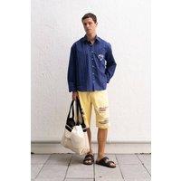 Giesto Men's Destroyed Denim Shorts in Amber | Size: Medium