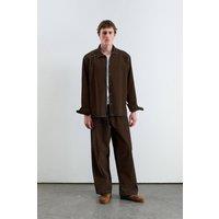 Giesto Men's Textured Button-Up Long Sleeve Shirt in Chocolate | Size: Small