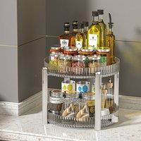 Living and Home 2-tier Round Rotating Spice Rack Storage Organizer in Clear