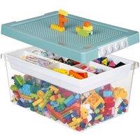 Greentainer Stackable Plastic Storage Bins With Lids & Removable Tray in Green