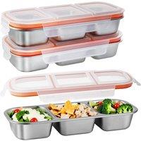 Greentainer Durable Snack Box With 3 Compartments in Silver