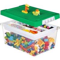 Greentainer Stackable Plastic Storage Bins with Lids & Removable Tray in Green