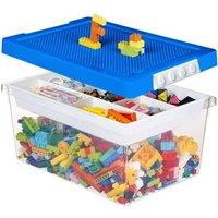 Greentainer Removable-Tray Stackable Storage Bins with Lids for Kids' Toys in Blue