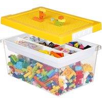 Greentainer Plastic Stackable Toy Storage Boxes with Lids & Removable Tray in Yellow