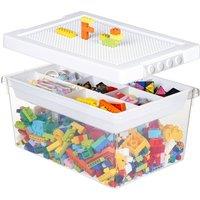 Greentainer Plastic Stackable Storage Boxes with White Lids & Removable Tray