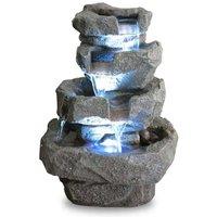 Primrose Tabletop Rock Water Feature Cascade Indoor Fountain LED Lights 36cm in Stone