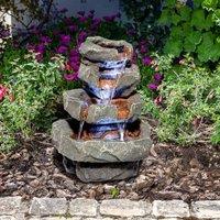 Primrose 4 Tier Cascading Rock Effect Water Feature with LED Lights in Natural