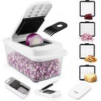 Keplin 4-in-1 Vegetable Chopper with Container, 4 Interchangeable Blades in White