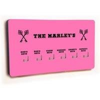 Uniqueful Personalised Novelty Fuscia Cross keys 6 hook key holder New Home in Pink