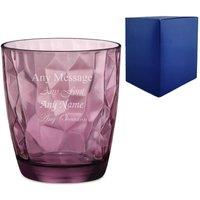 Uniqueful Personalised Engraved 390ml Purple Diamond Whisky Glass Gift Box
