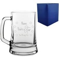 Uniqueful Personalised Engraved Beer Mug Stein with Youre A Star Design in Clear